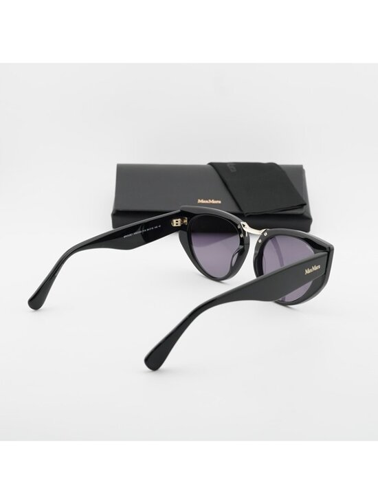 Max Mara BRIDGE1 MM0093 01A Sunglasses Black Cat Eye Frame, Smoke Lenses
